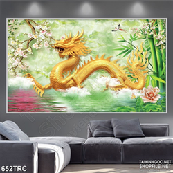 Tranh rồng thiêng hạ thủy in uv
