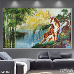 Tranh in uv hổ gầm vang chuyển động rừng xanh