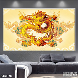 Tranh psd rồng thiêng nhã ngọc treo tường in kính