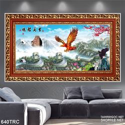 Tranh psd đại bàng tung cánh trên vạn lý trường thành