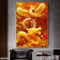Tranh long phụng thưởng nguyệt giả ngọc in canvas
