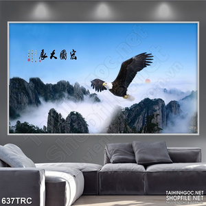 Tranh 3d đại bàng sãi cánh trên các đỉnh núi