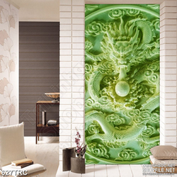 Tranh 3d rồng xanh đoạt ngọc in kính treo tường
