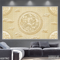 Tranh đồng khắc rồng phượng trang trí  in gạch men