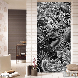 Tranh in uv rồng đen nổi giận treo tường