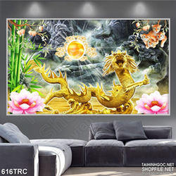 PSD tranh rồng thần sung hỷ trang trí in gạch men