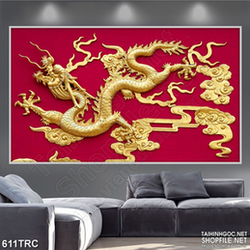 Tranh rồng đúc vàng dán tường nghệ thuật