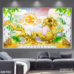 Tranh in uv rồng vàng sung hỷ