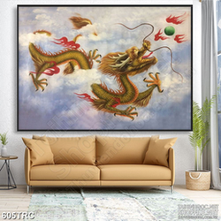 Tranh trang trí rồng thiêng truy ngọc bích
