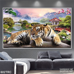 Tranh hổ uy nằm trên vách đá in uv