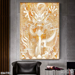 Tranh in canvas rồng nuốt mặt trời giả ngọc