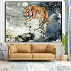 Tranh hổ uy lang thang trên núi tuyết in uv