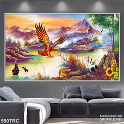 Tranh nghệ thuật đại bàng săn mồi trên sông