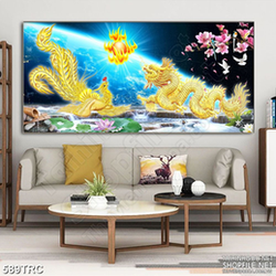 Tranh in canvas rồng phượng trấn giữ báu vật