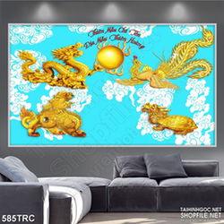 PSD Tranh trang trí long ly quy phượng