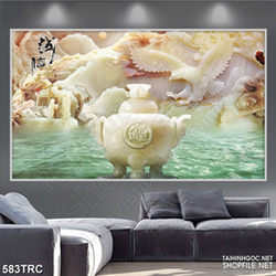 Tranh psd đại bàng bên bình giả ngọc in kính