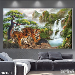 Tranh song hổ tương phùng in uv treo tường
