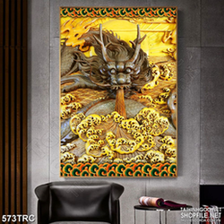 Tranh psd rồng đen hô mưa gọi gió in gạch men