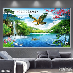 Tranh in canvas đại bàng sãi cánh trên sông