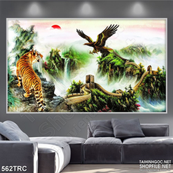 Tranh đại bàng tranh hổ đấu in uv