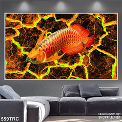Tranh in cá chép hóa rồng canvas