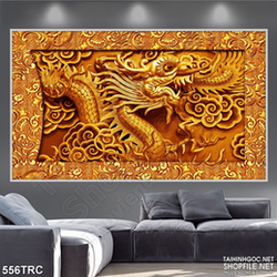 Tanh trang trí rồng thiêng nổi giận dáp vàng