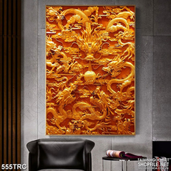 Tranh trang trí rồng thiêng tranh ngọc in gạch men