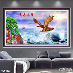 Tranh đại bàng đạp sóng biển  nghệ thuật in kính