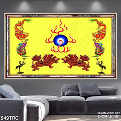 Tranh in canvas kì lân tranh nguyệt