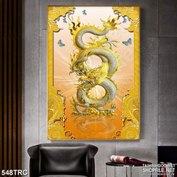 Tranh in uv trang trí bạch long dáp vàng