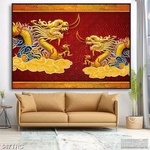 Tranh 3d song long tương phùng treo tường