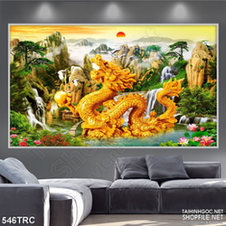 PSD tranh rồng biển thăng thiên trang trí