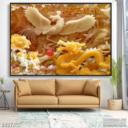 Tranh psd rồng phượng giao tranh giả ngọc