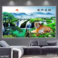 Tranh hổ uy phong trên vách núi in uv