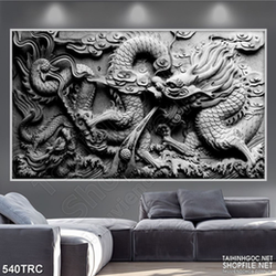 Tranh nghệ thuật rồng cuộn nhã ngọc quý