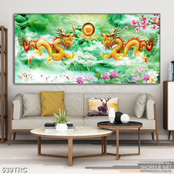 Tranh song long giao tranh in canvas