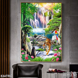 Tranh in canvas hổ uy trấn rừng xanh