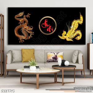 Tranh rồng phượng sum vầy in uv treo tường