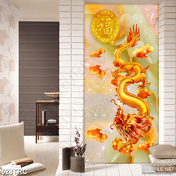 Tranh in uv rồng vàng cưỡi mây giả ngọc