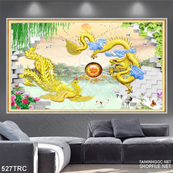 Tranh 3d long phụng trấn ngọc quý in gạch men
