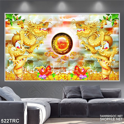 Tranh song long trấn quốc trang trí in uv