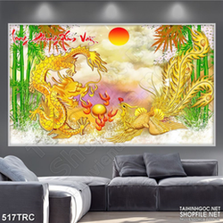 Tranh 3d rồng phượng tranh ngọc quý in gạch men