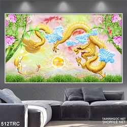 Tranh rồng cá vượt thủy cung in uv