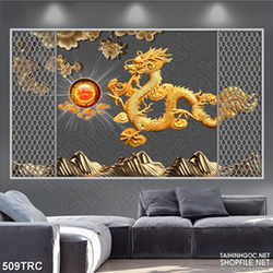 Tranh rồng vàng trấn nhật thần in canvas