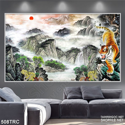 Tranh in uv hổ uy gầm vang trời treo tường