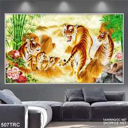 Tranh 3d ngũ hổ quần hùng in gạch men