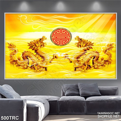 Tranh nghệ thuật  song long giao tranh trên biển