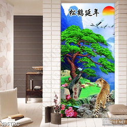 Tranh trang trí hổ gầm thị uy rừng xanh