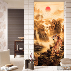 Tranh in canvas hổ gầm trên núi hoàng hôn
