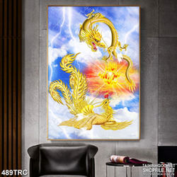 Tranh rồng phượng hí hỏa in canvas